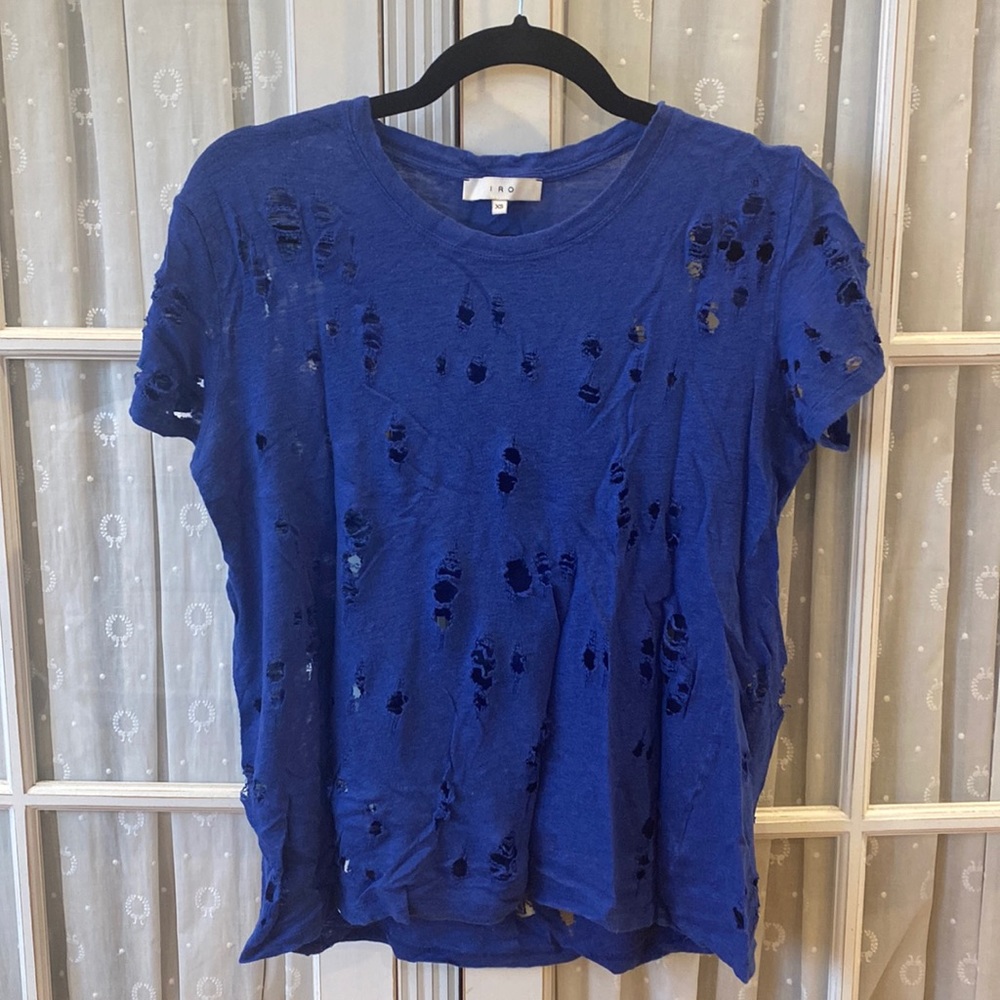IRO Distressed Tshirt - XS COBALT